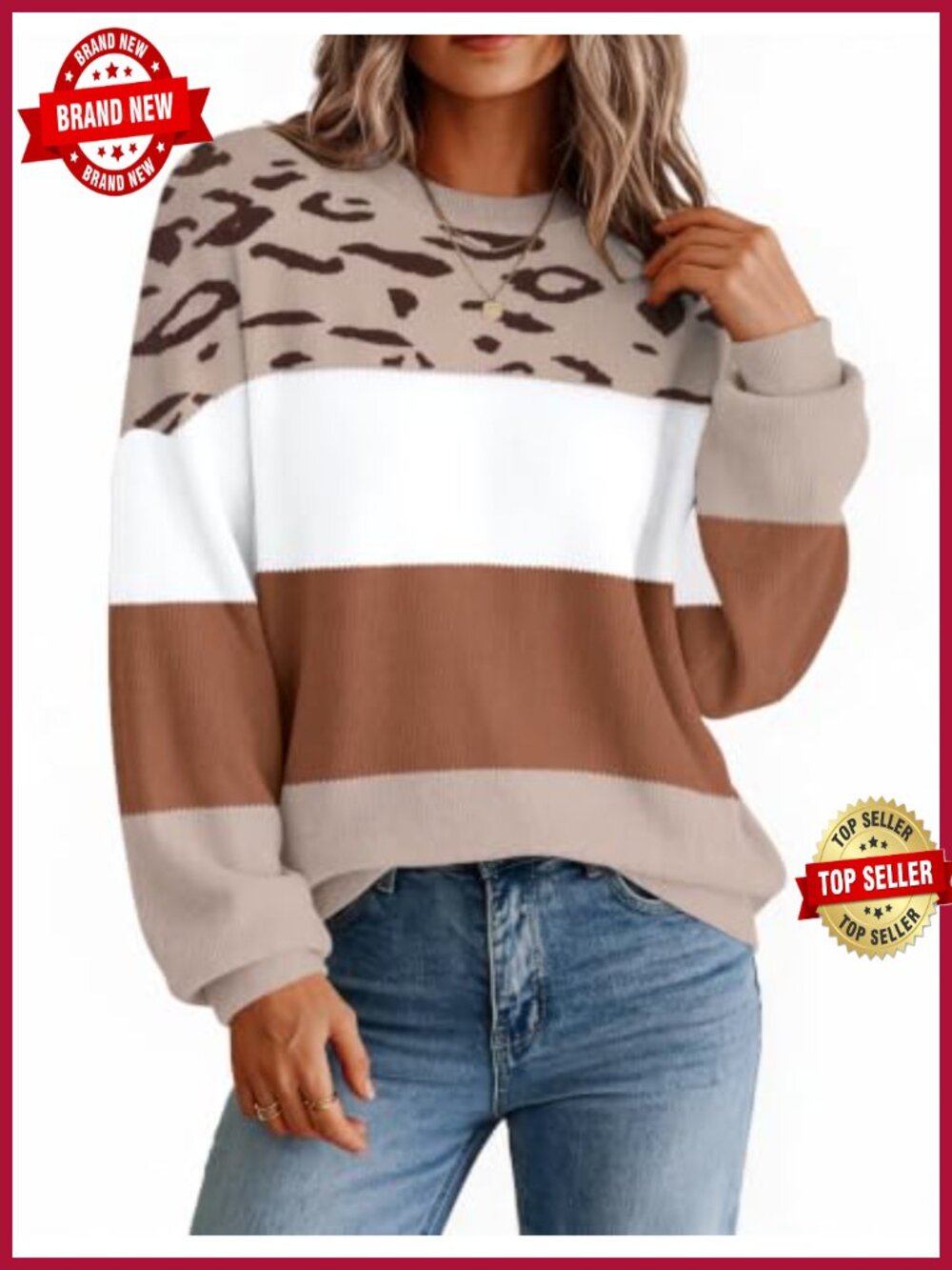 Oversized Crewneck Knit Sweater Long Sleeve Fall Pullover